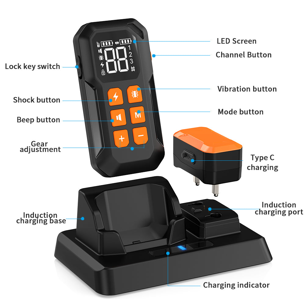 MASBRILL Wireless Dog Fence 2 in 1 Electric Fence for 3 Dogs Training Collar