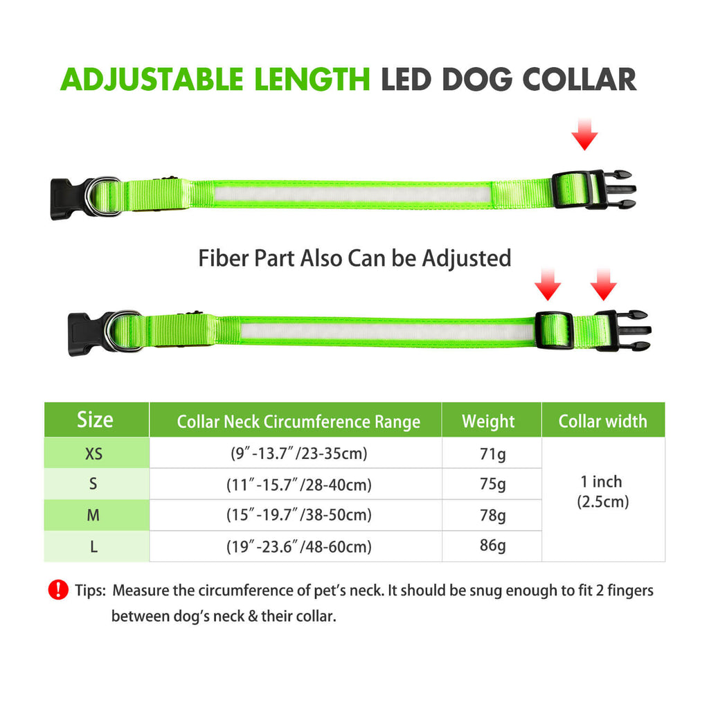 MASBRILL Rechargeable Waterproof LED Light-Up Dog Collar