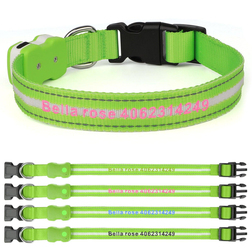 MASBRILL Custom Embroidered Led Glow Flashing Dog Collar - MASBRILL