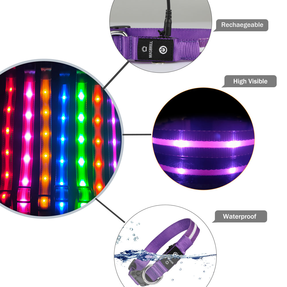 MASBRILL Led Glow Flashing Dog Collar、best dog collar