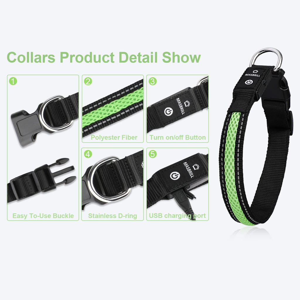 MASBRILL LED Adjustable Soft Mesh Dog Collar、best dog collar