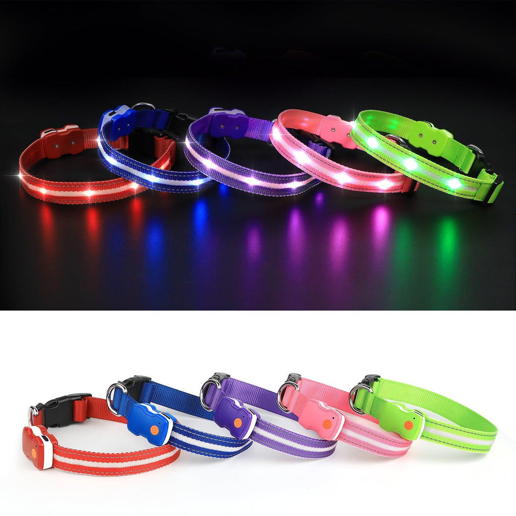 MASBRILL Custom Embroidered Led Glow Flashing Dog Collar - MASBRILL