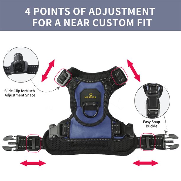 MASBRILL Padded Adjustable Reflective Dog Harness